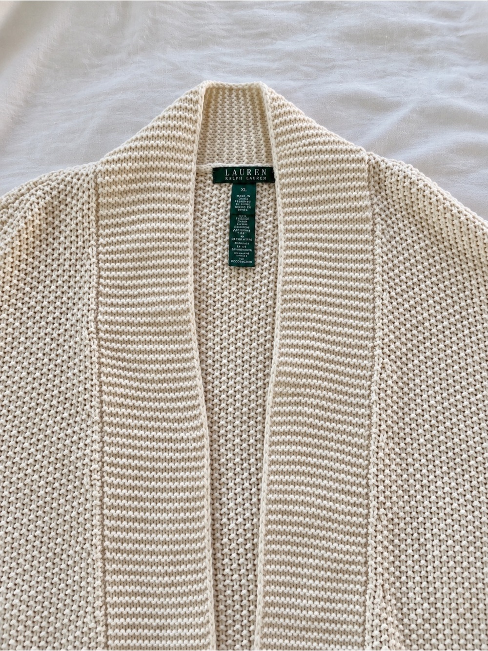 Lauren Ralph Lauren Cream Shawl-Collar Knit Cardigan - Picture 3 of 4
